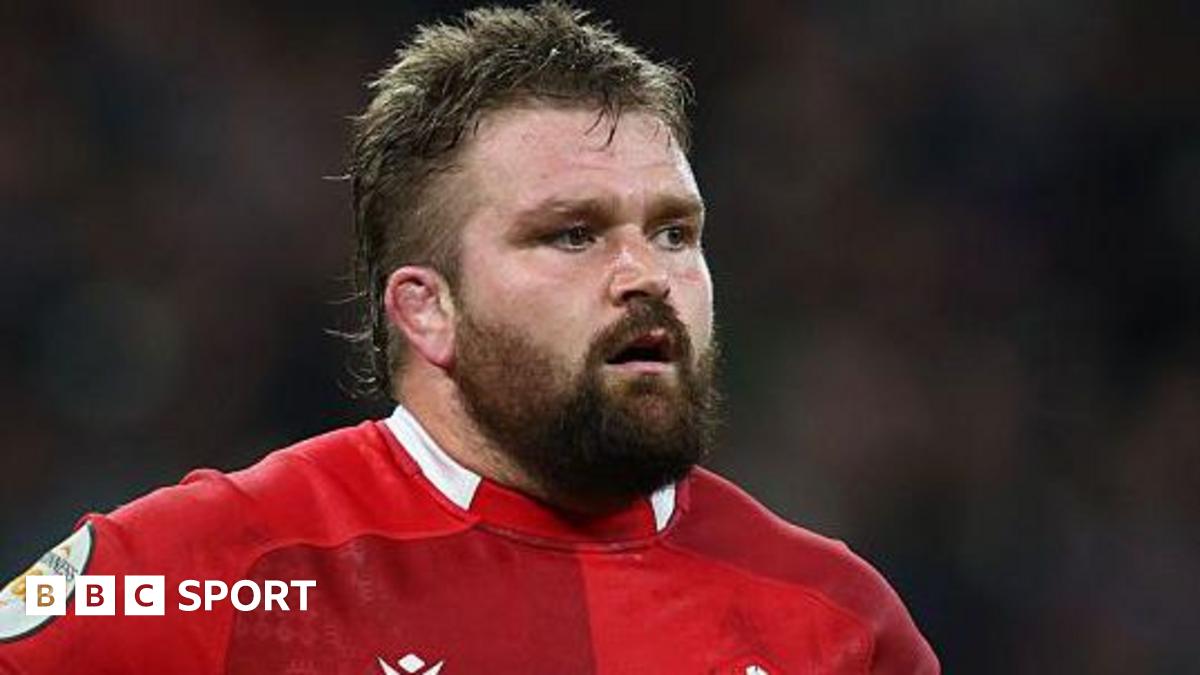 Tomas Francis gets ready for the next play with Wales