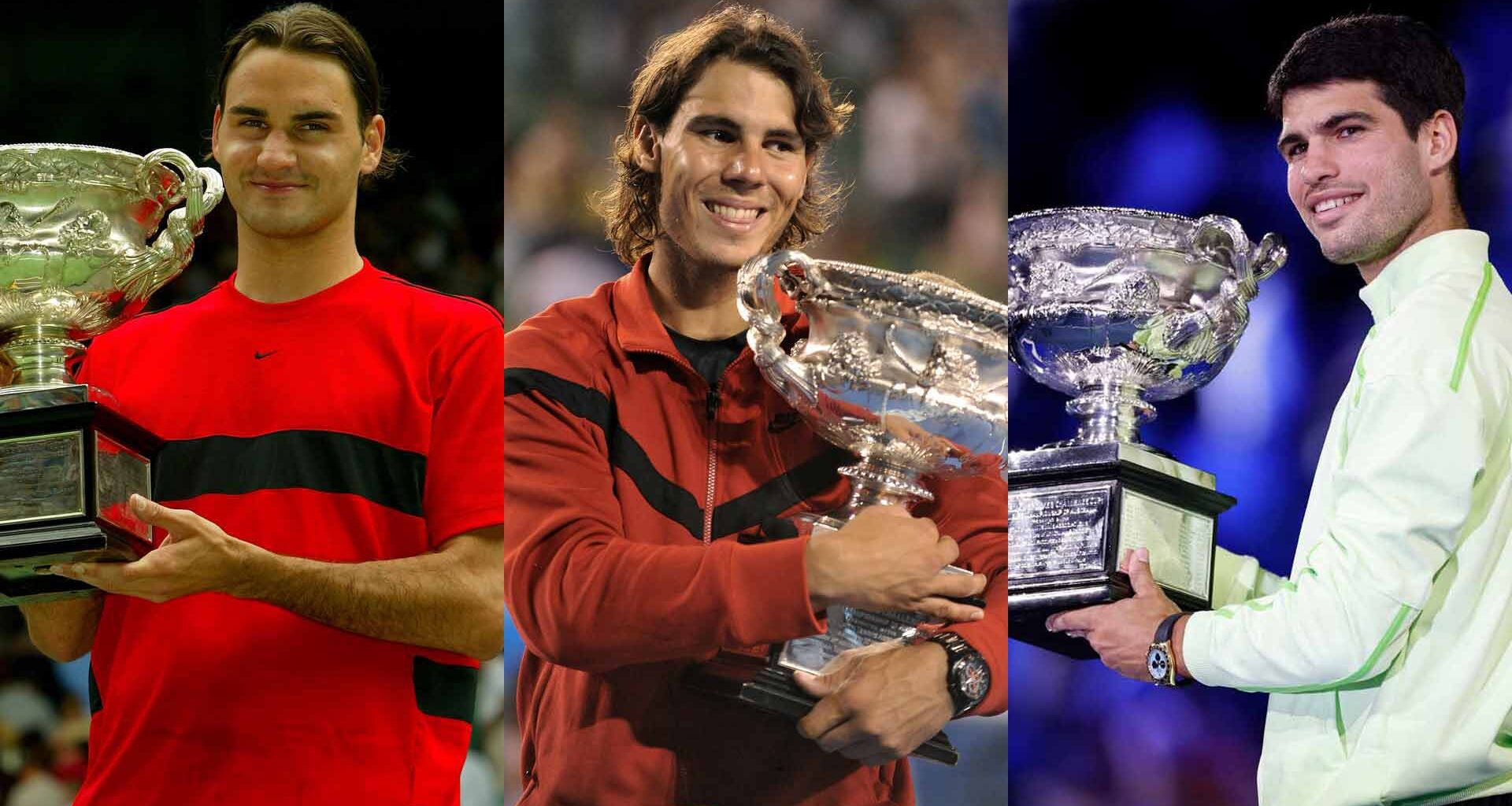 Roger Federer, Rafael Nadal and Carlos Alcaraz all won their first Australian Open title aged 22.