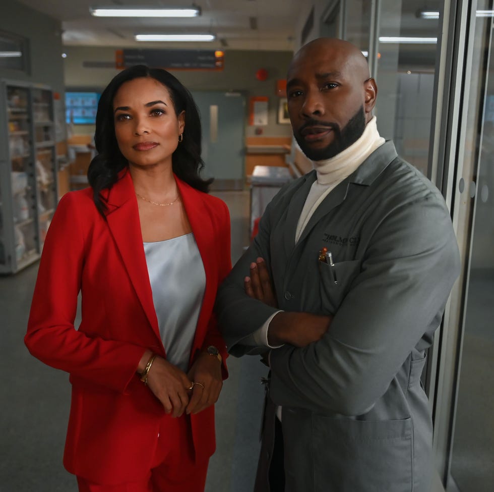 vancouver may 11: "my life's work part 2" watson and the team are faced with the impossible choice to save either stephens or adam when they discover they only have one vial of cure available. meanwhile, shinwell races to help the team and watson goes head to head with moriarty, on part two of the two part season two finale of the cbs original series watson, sunday, may 11 (9:00 10:00 pm, et/pt) on the cbs television network and streaming on paramount+ (live and on demand for paramount+ with showtime subscribers, or on demand for paramount+ essential subscribers the day after the episode airs)*. pictured (l r): rochelle aytes as dr. mary morstan and morris chestnut as dr. john watson. (photo by sergei bachlakov/cbs via getty images)