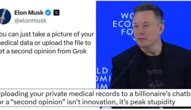 Elon Musk suggested that people share their medical records with Grok, and even Grok said that was a big, fat no-no