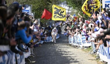 Slovenian Tadej Pogacar of UAE Team Emirates pictured in action during the men's race of the 'Ronde van Vlaanderen/ Tour des Flandres/ Tour of Flanders' one day cycling race, 268,9km from Brugge to Oudenaarde, Sunday 06 April 2025. BELGA PHOTO POOL JAN DE MEULENEIR (Photo by POOL JAN DE MEULENEIR / BELGA MAG / Belga via AFP)