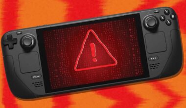 The Steam Deck displays a warning icon.