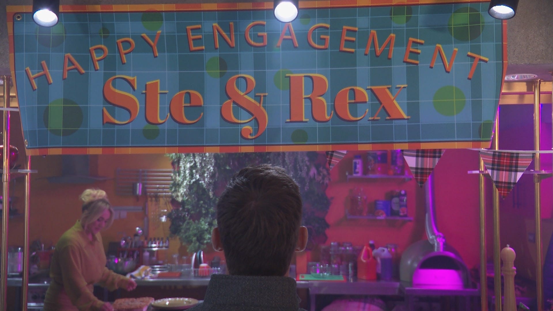 embargo 17022026 ste hay and rex gallagher's engagement party in hollyoaks