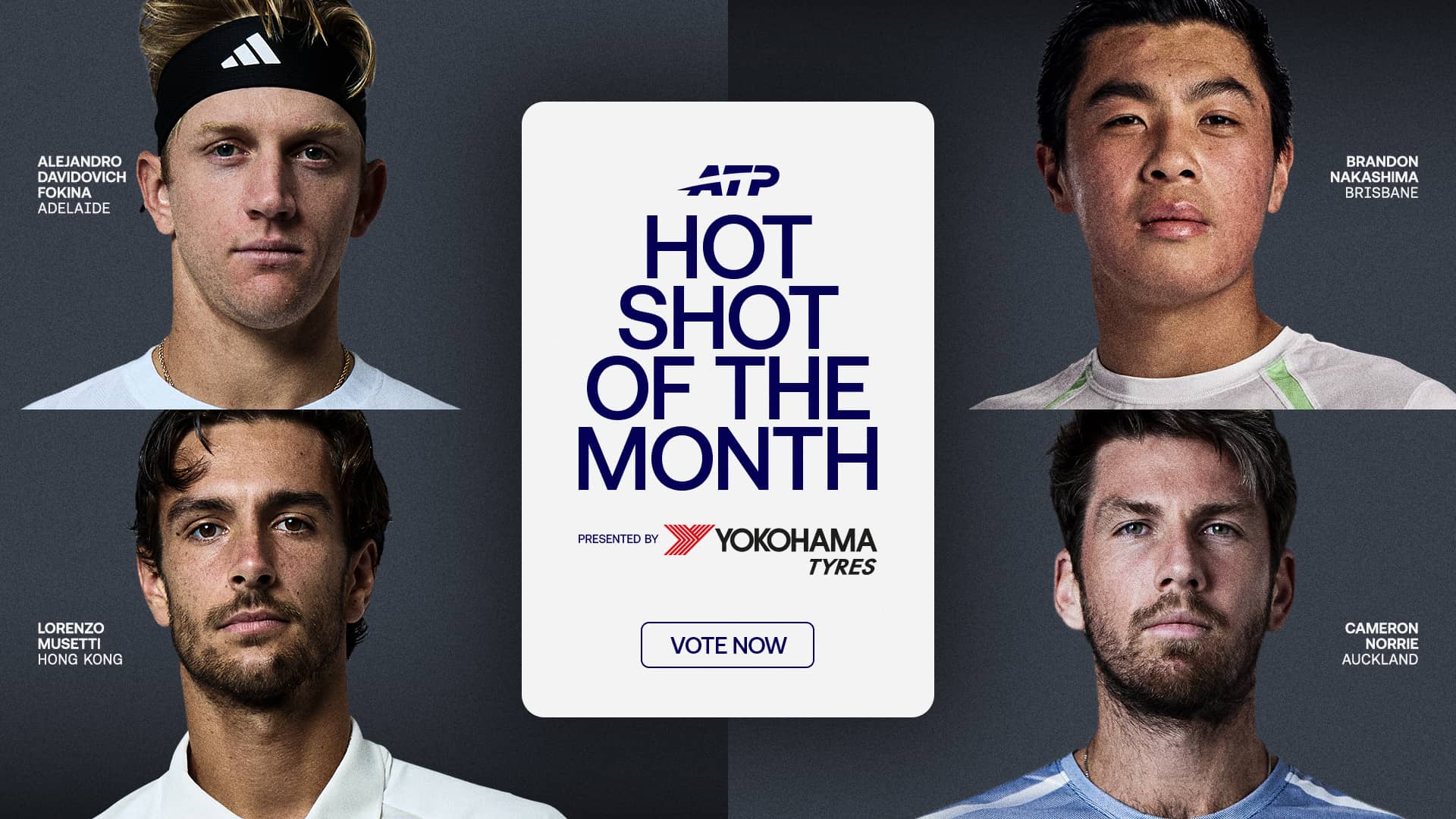 Lorenzo Musetti, Alejandro Davidovich Fokina, Brandon Nakashima & Cameron Norrie feature in January's Hot Shot of the Month. 