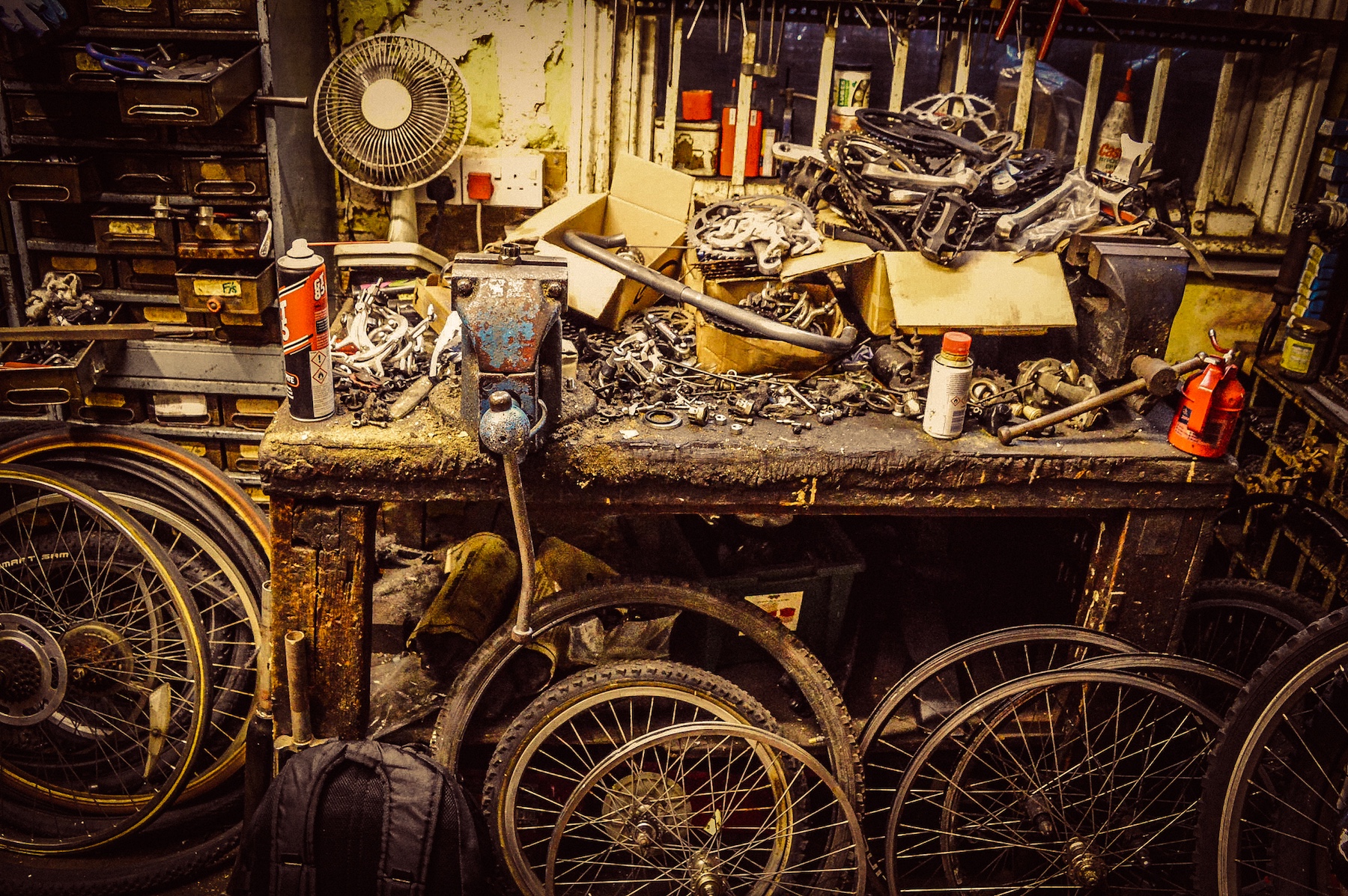 Workshop in bike shop