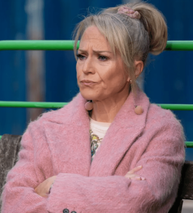 Linda sat on a bench and Max in a hotel room in EastEnders