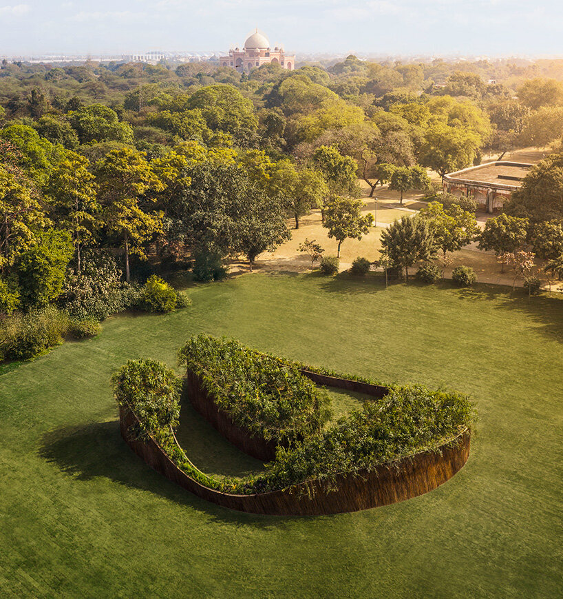 living canopy of native plants tops aranyani's upcycled lantana pavilion in india