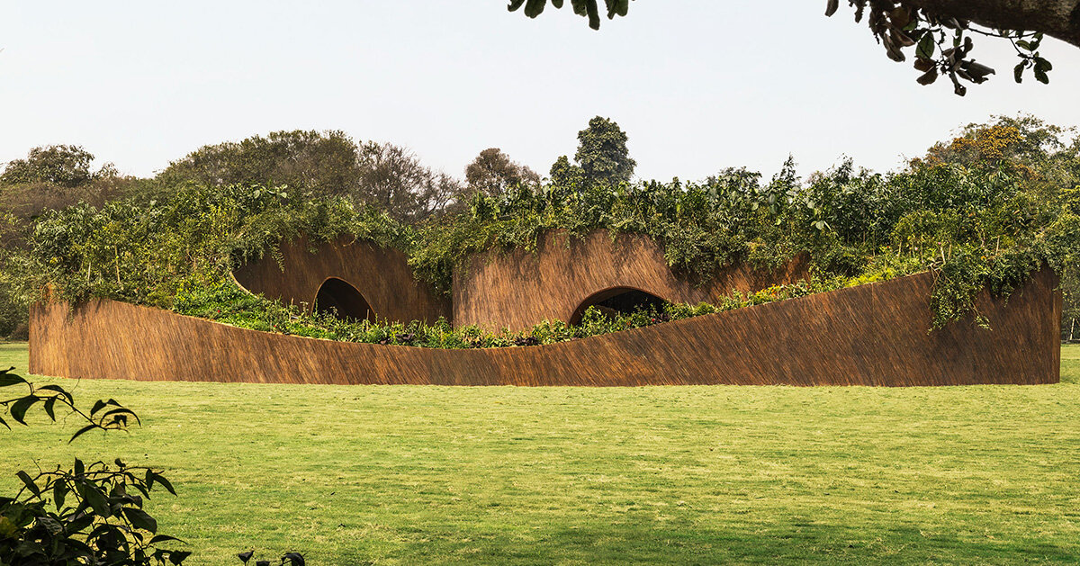 native plants top aranyani’s upcycled lantana pavilion in india