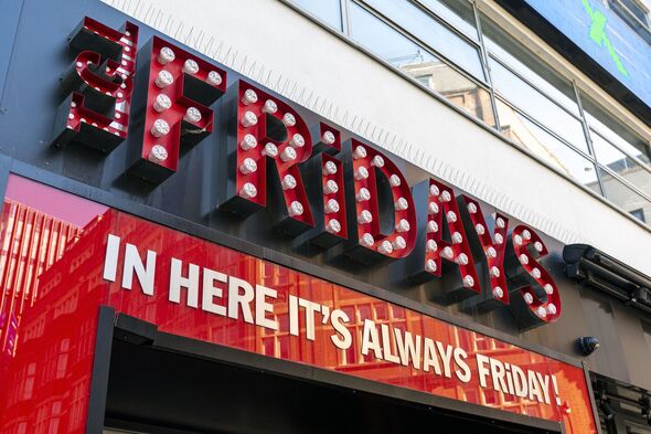 TGI Fridays logo and slogan on their restaurant in Leicester Square, London