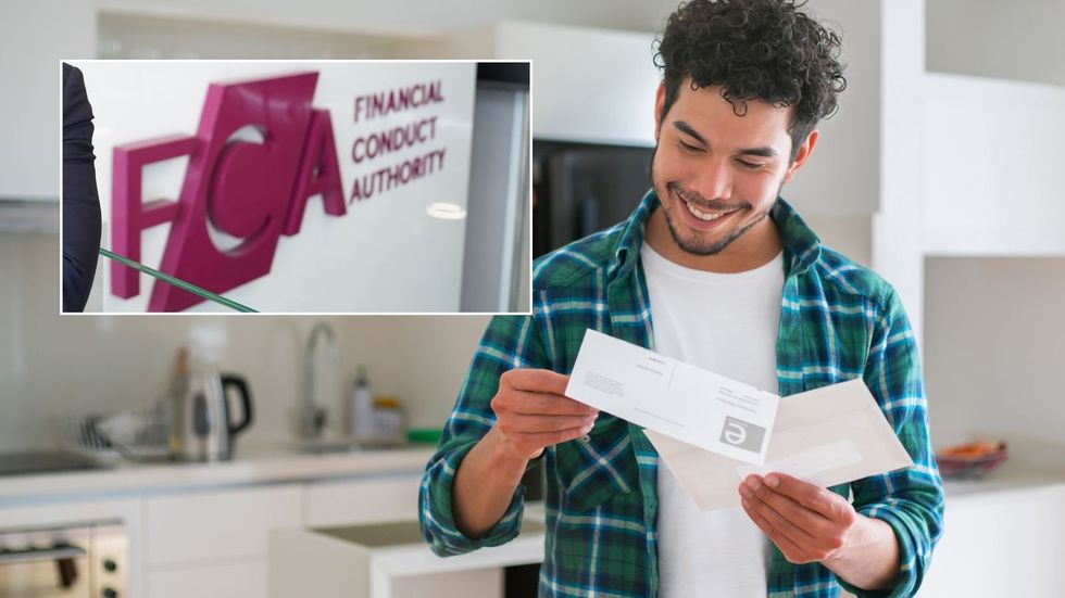 Man looking at letter and FCA logo