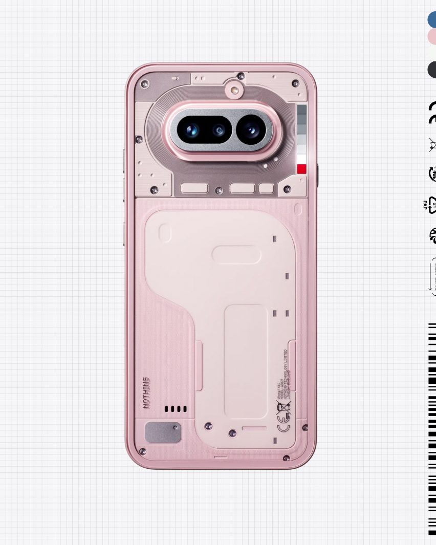 Rendering of the Nothing Phone (4a) in a pink tint