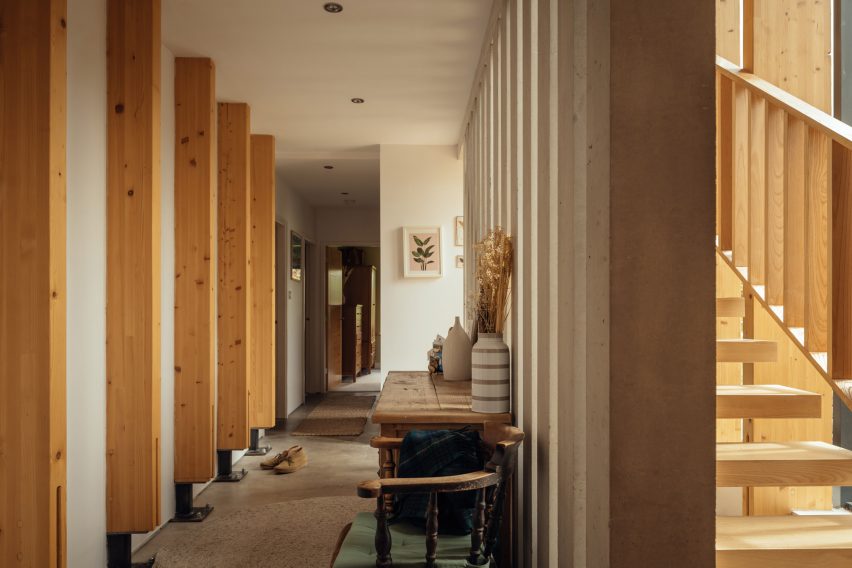 Concrete trompe wall in Orchard House