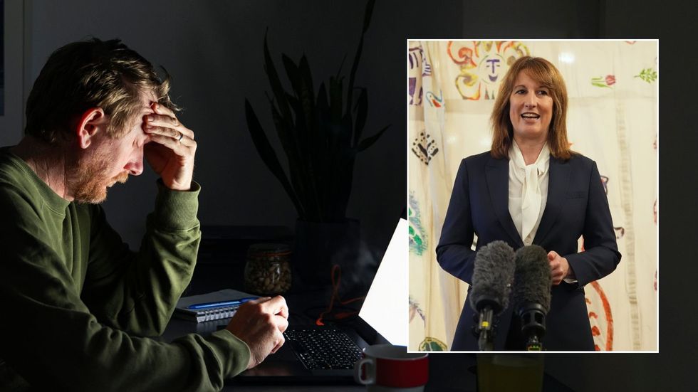 Rachel Reeves and man on laptop