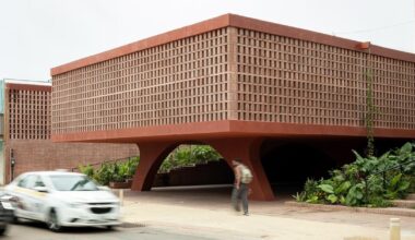red-pigmented concrete casts cacao heritage museum in mexico
