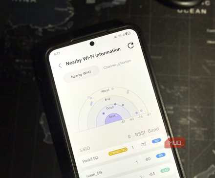 Samsung phone showing nearby Wi-Fi networks