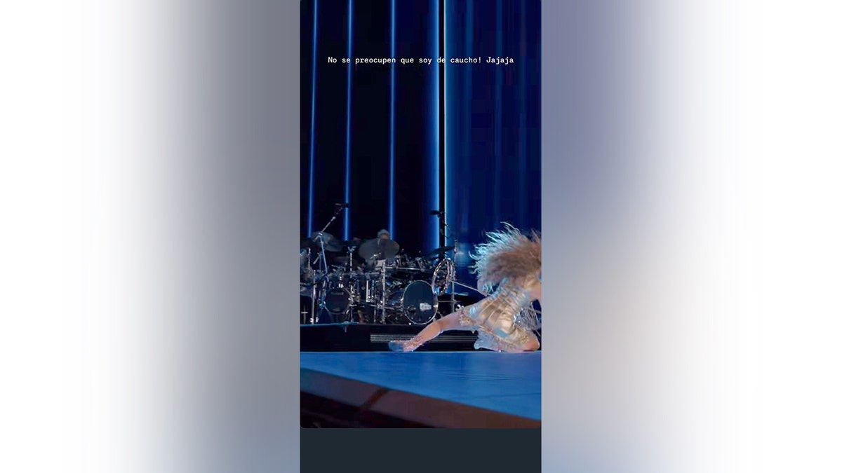 Shakira after falling on the stage