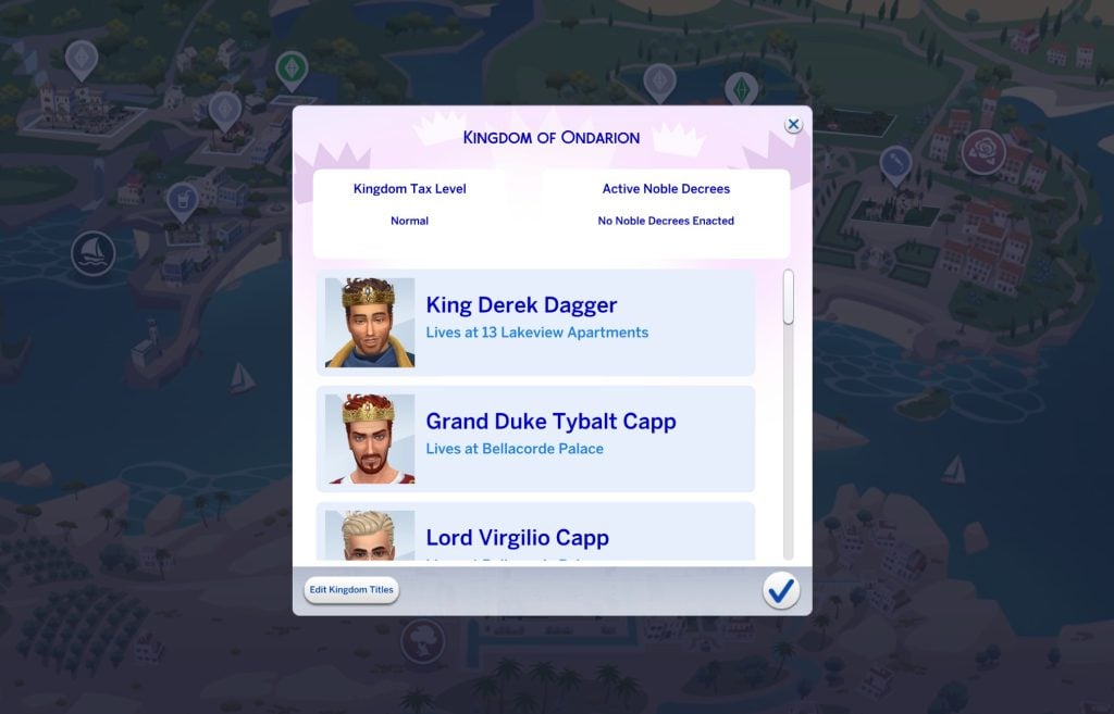 Kingdom Tax, Noble Decrees, and Kingdom Titles: The Sims 4 Royalty & Legacy Guide 6 sims 4 manage