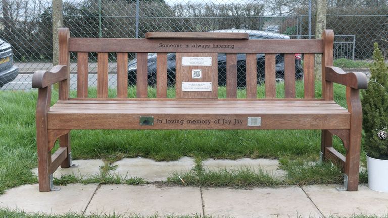 The first of these benches in Sawbridgeworth, Hertfordshire. Pic: Sky News