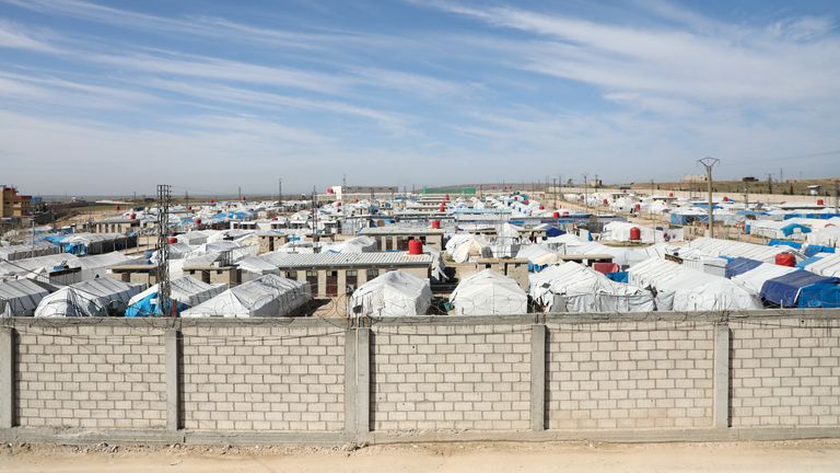 Al Roj camp, where people believed to be linked to the Islamic State militants are held. Pic: Reuters