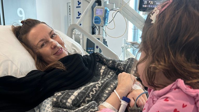 Ms Burgess in hospital after the attack. Pic: Family handout