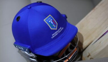 An Italy cricket helmet pictured ahead of a match at the 2026 Men's T20 World Cup (Getty Images)