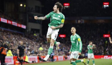 Sandro Tonali celebrates after doubling Newcastle's lead