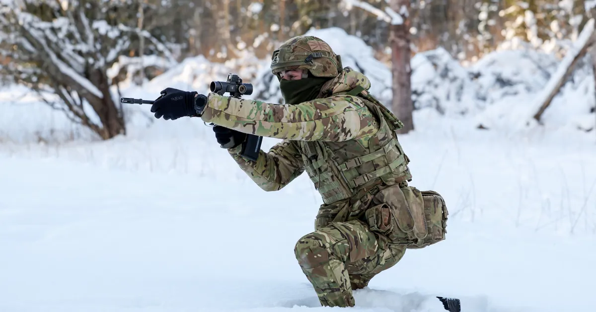 Troops fully layered for the fight on Exercise Winter Camp
