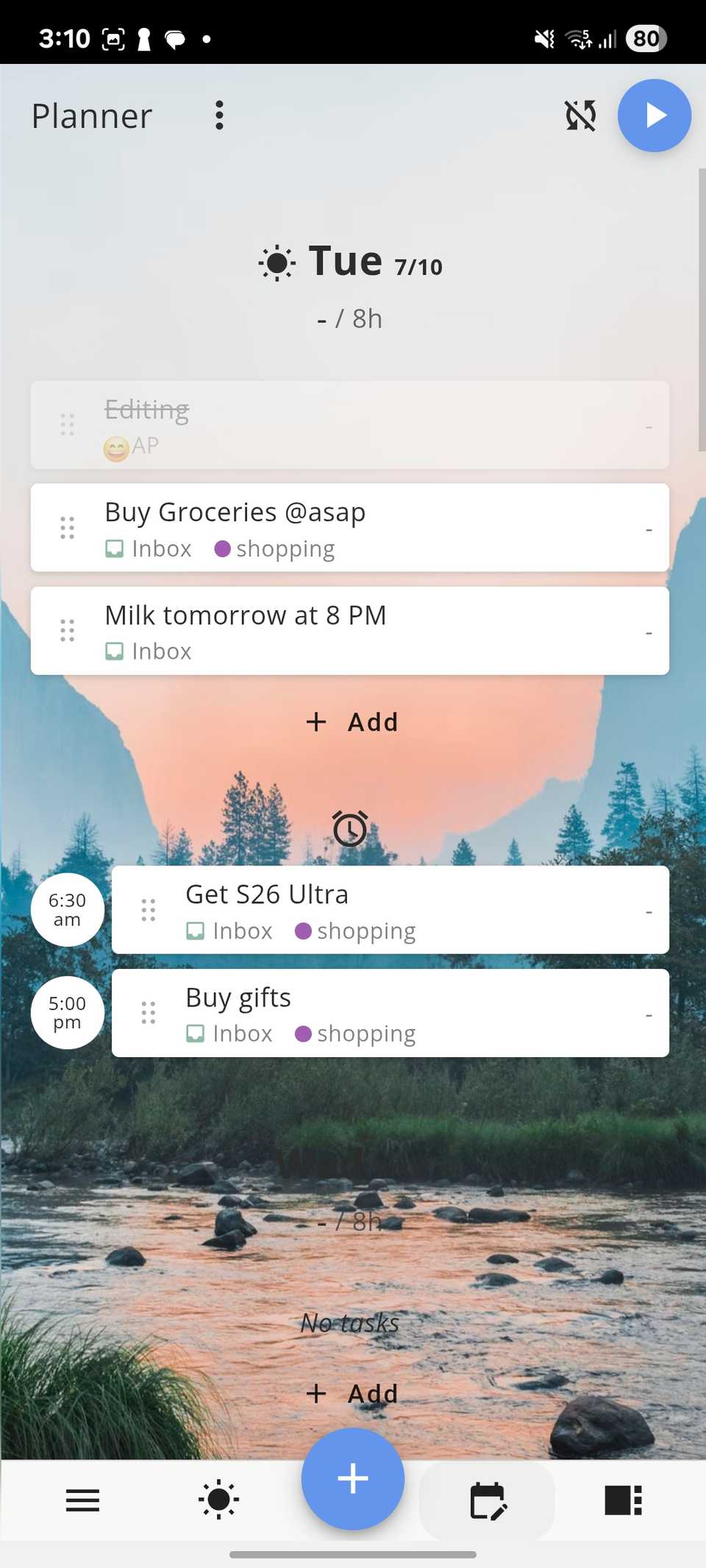 Planner in Super Productivity