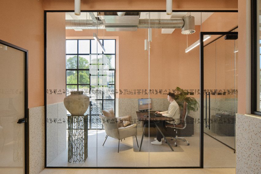 Office with hieroglyph motifs 