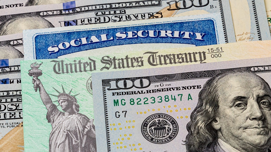US dollar bills with Social Security check