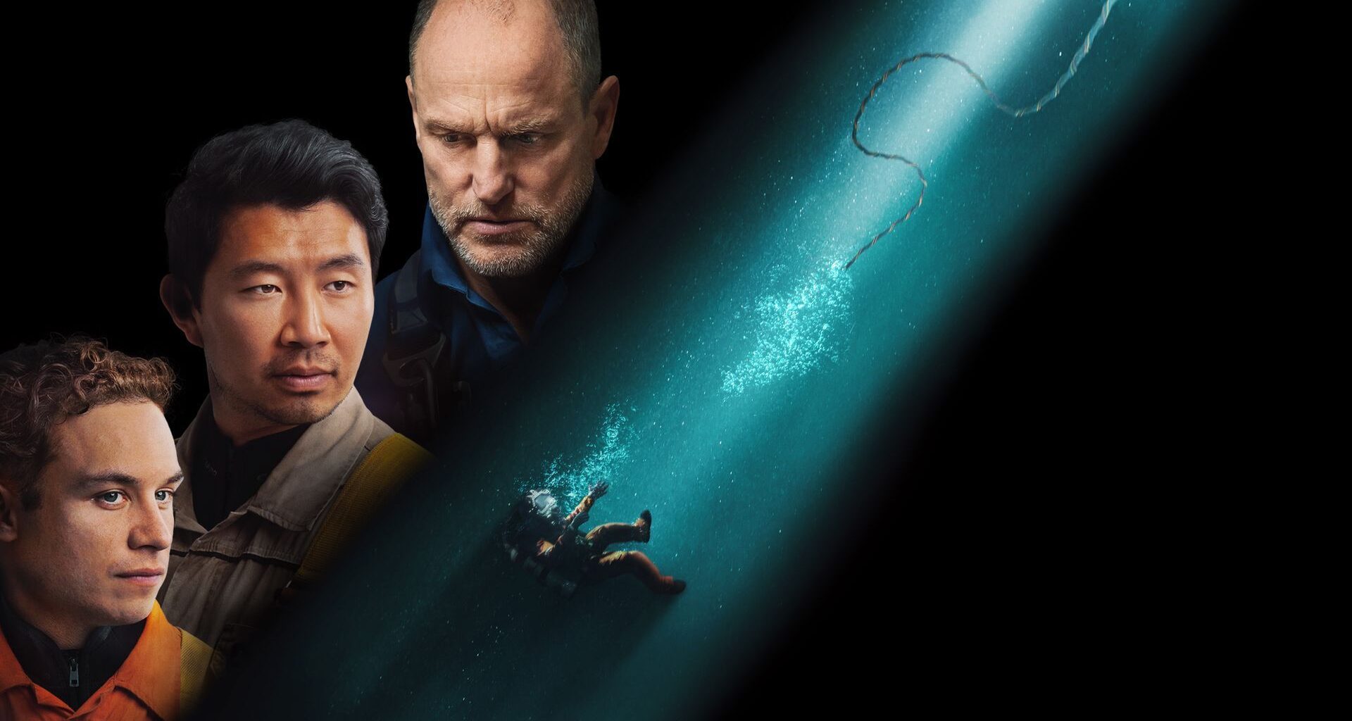 A poster for the movie Last Breath, showing a diver falling deep into the sea, his umbilical having snapped.