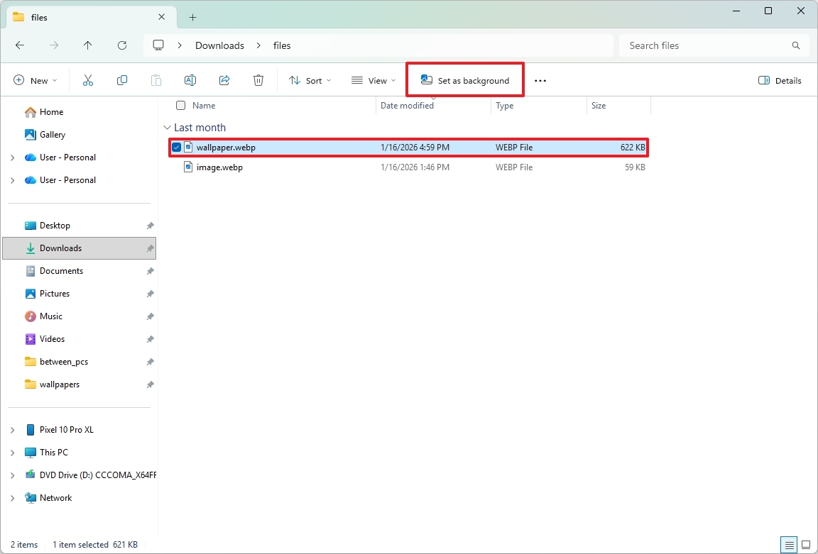 WebP set as background