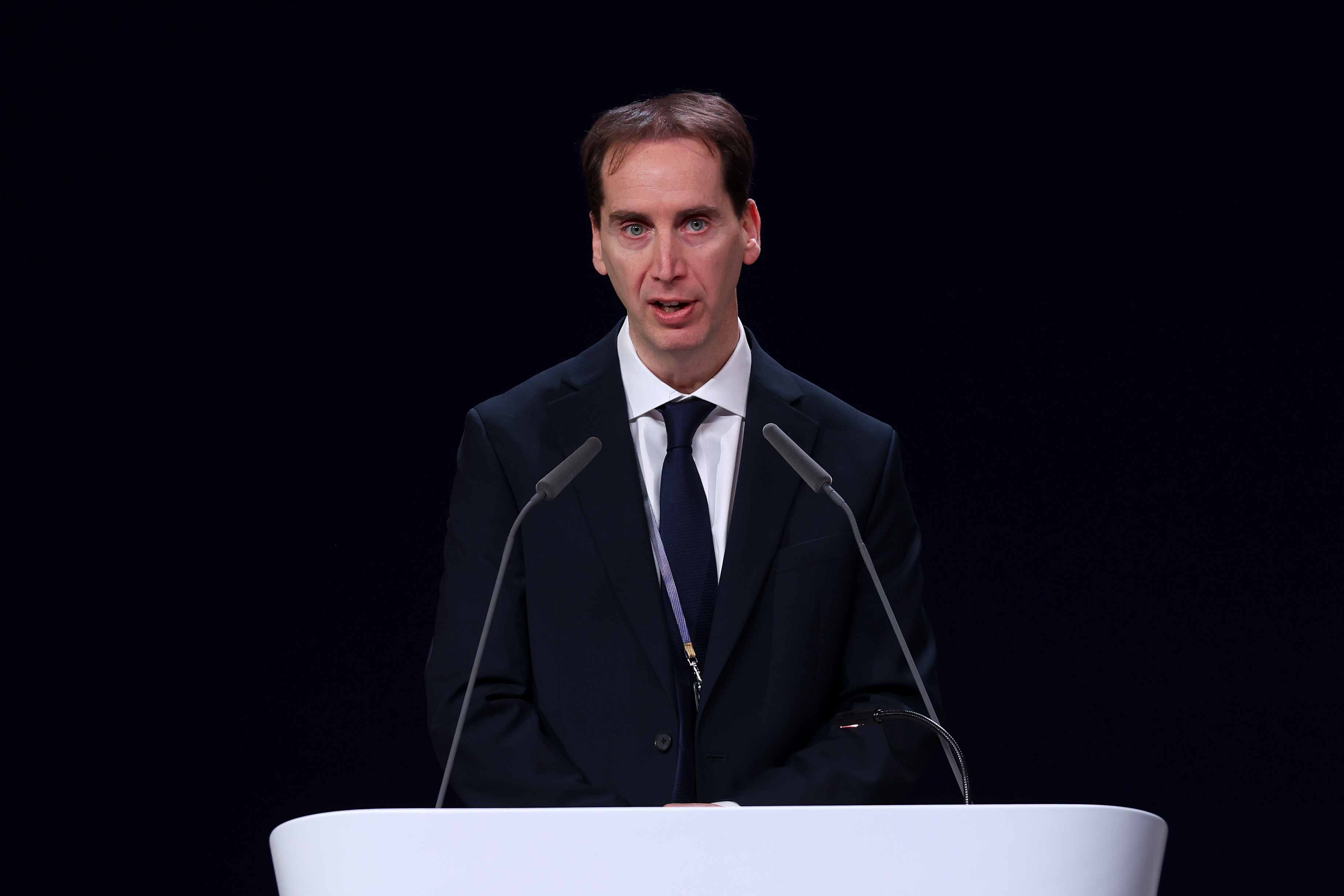 Mark Bullingham, Chief Executive of the FA, speaking at the 50th UEFA Ordinary Congress Meeting.