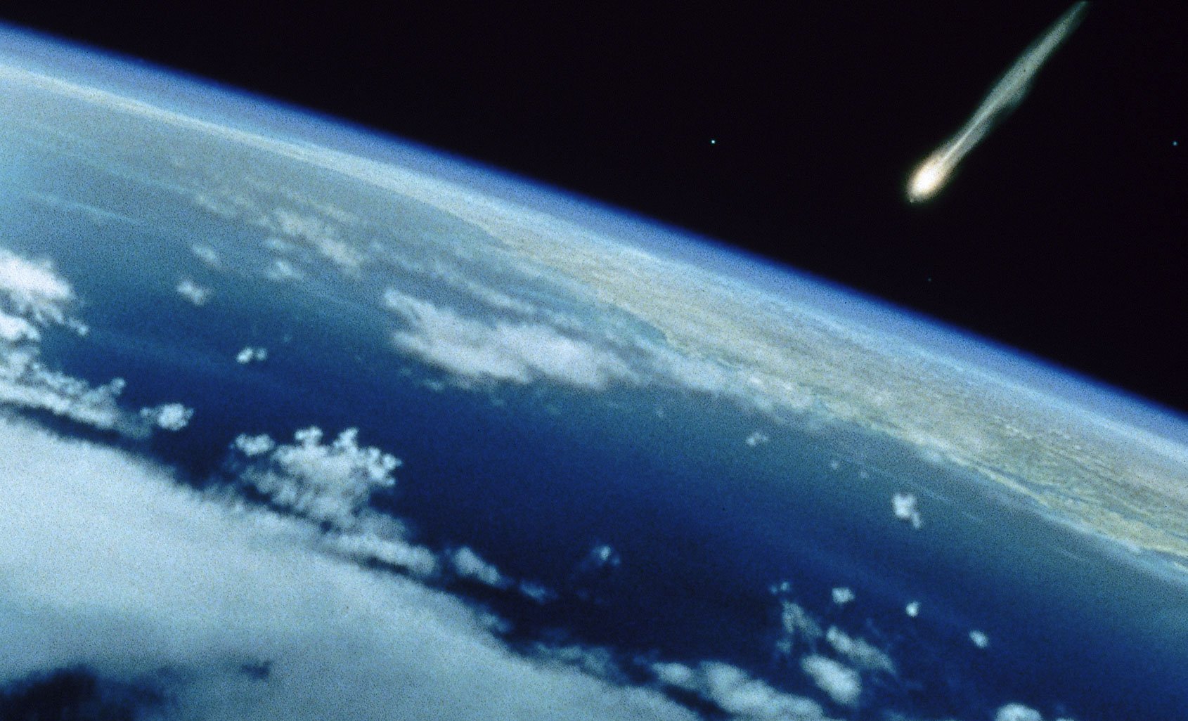 Illustration of a meteorite heading for Earth.