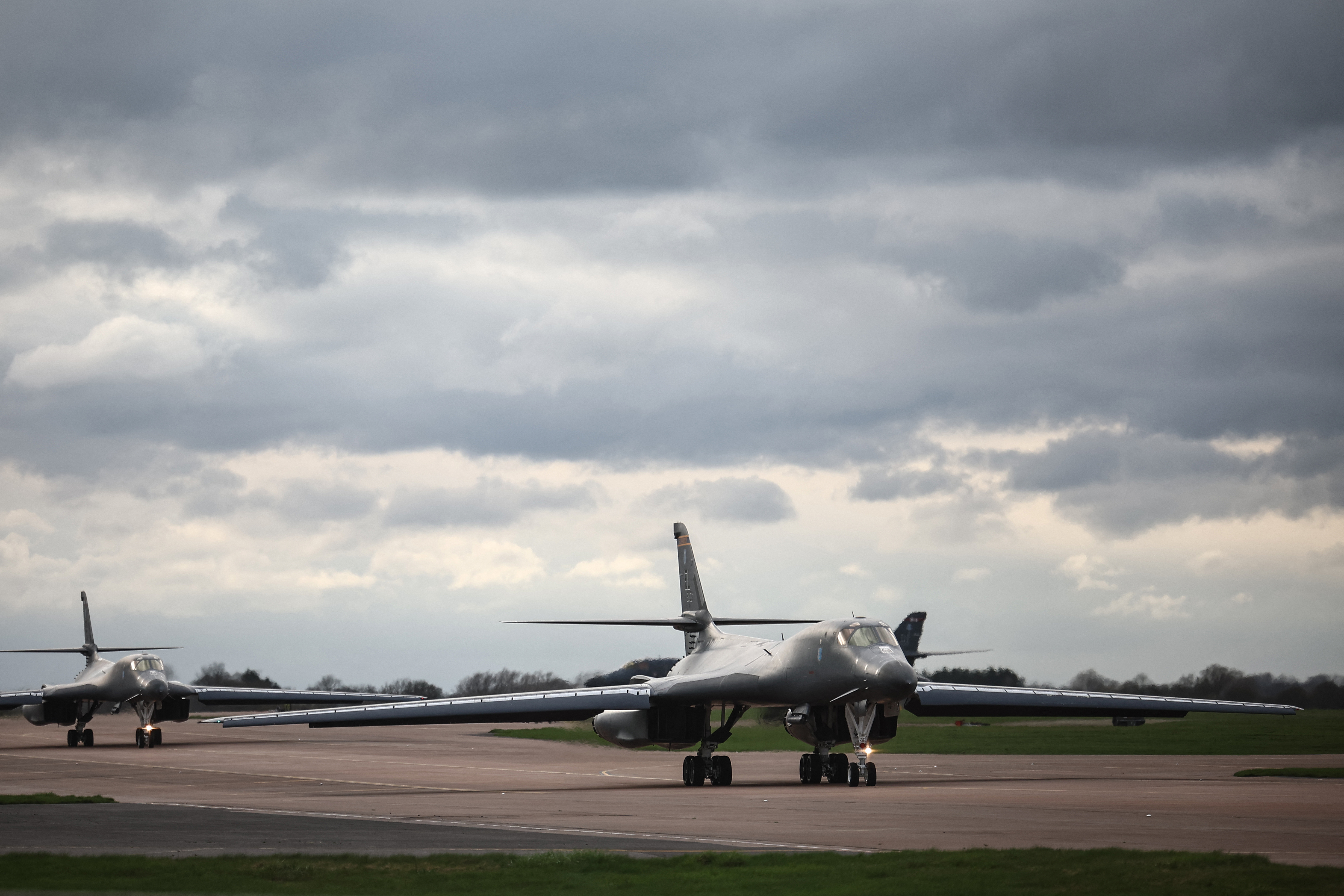 Bombers taxi into position