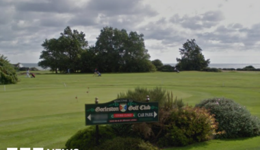 Gorleston Golf Club's course can be seen in view, with its grass-covered course sprawling out and the North Sea can be seen in the distance