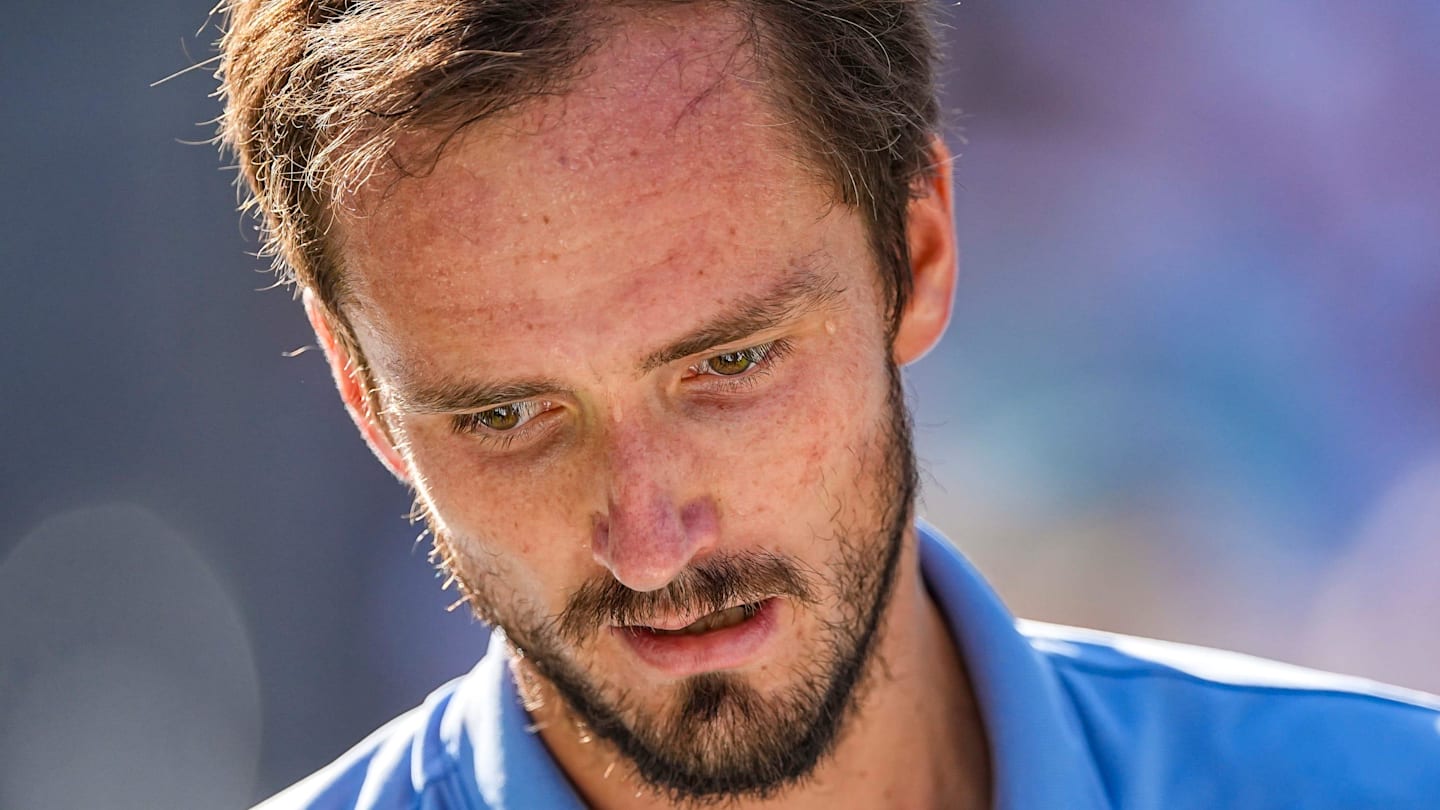 Daniil Medvedev reacts to a lost drop shot