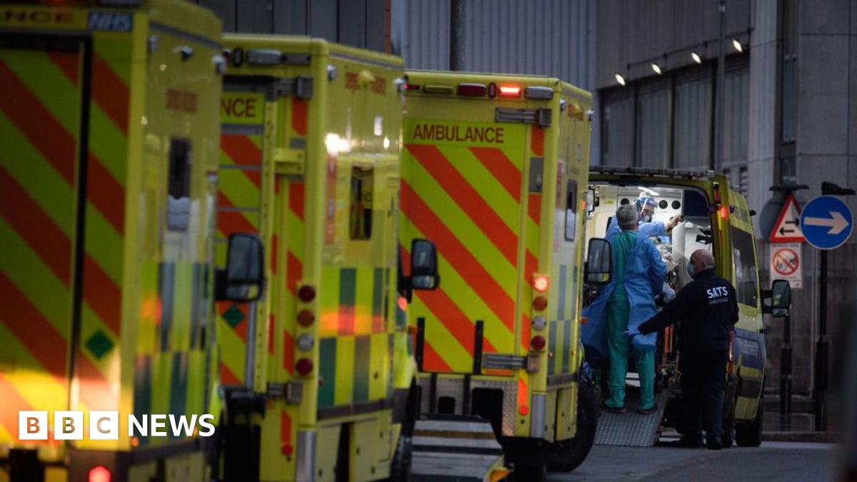 Ambulances queue outside a hospital during the Covid pandemic