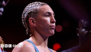 Close up of Mikaela Mayer in the ring before a fight