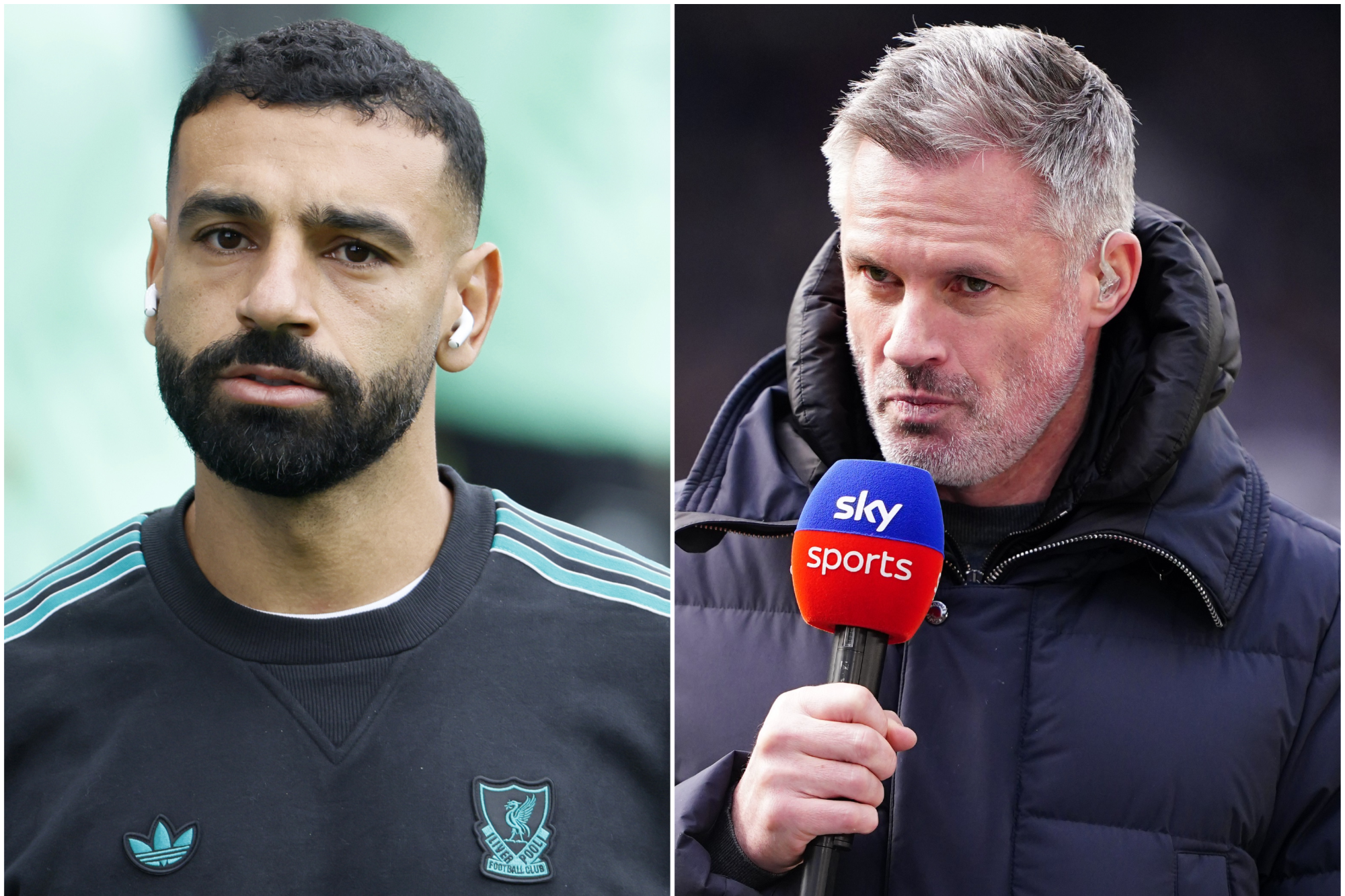 Jamie Carragher (right) has had disagreements with Salah (left) on occasion