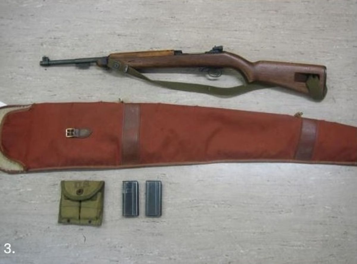 A World War Two M1 Carbine semi-automatic rifle.