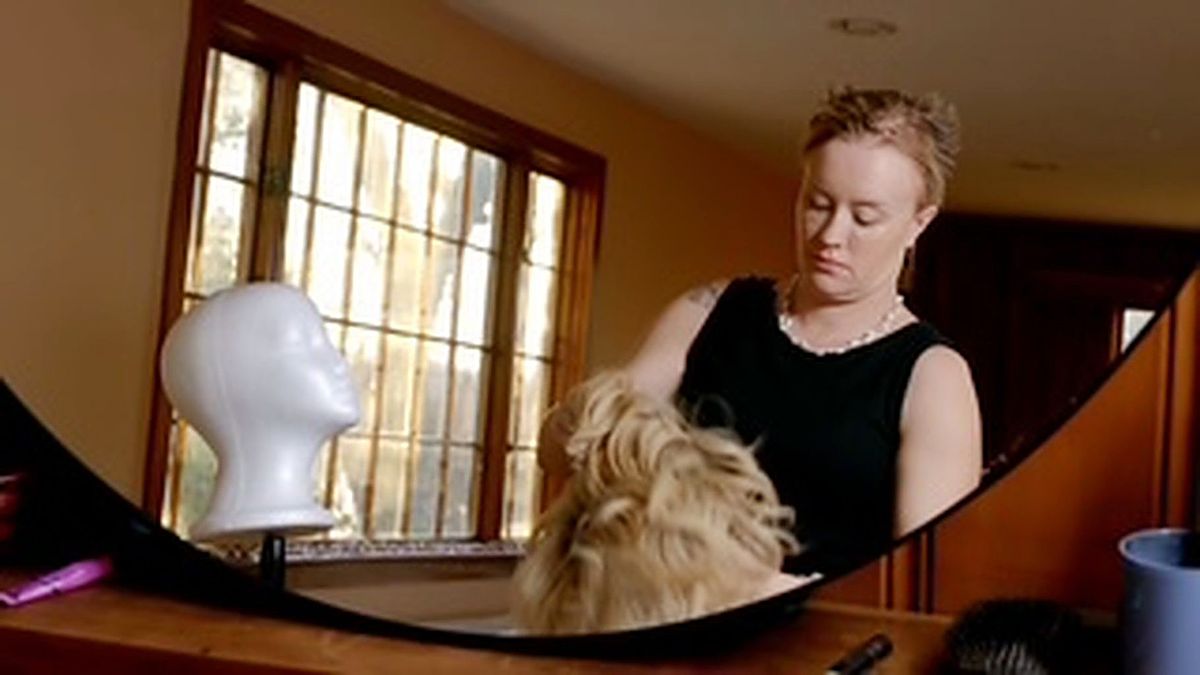 Maxine after chemo with her 'hedgehog hair'