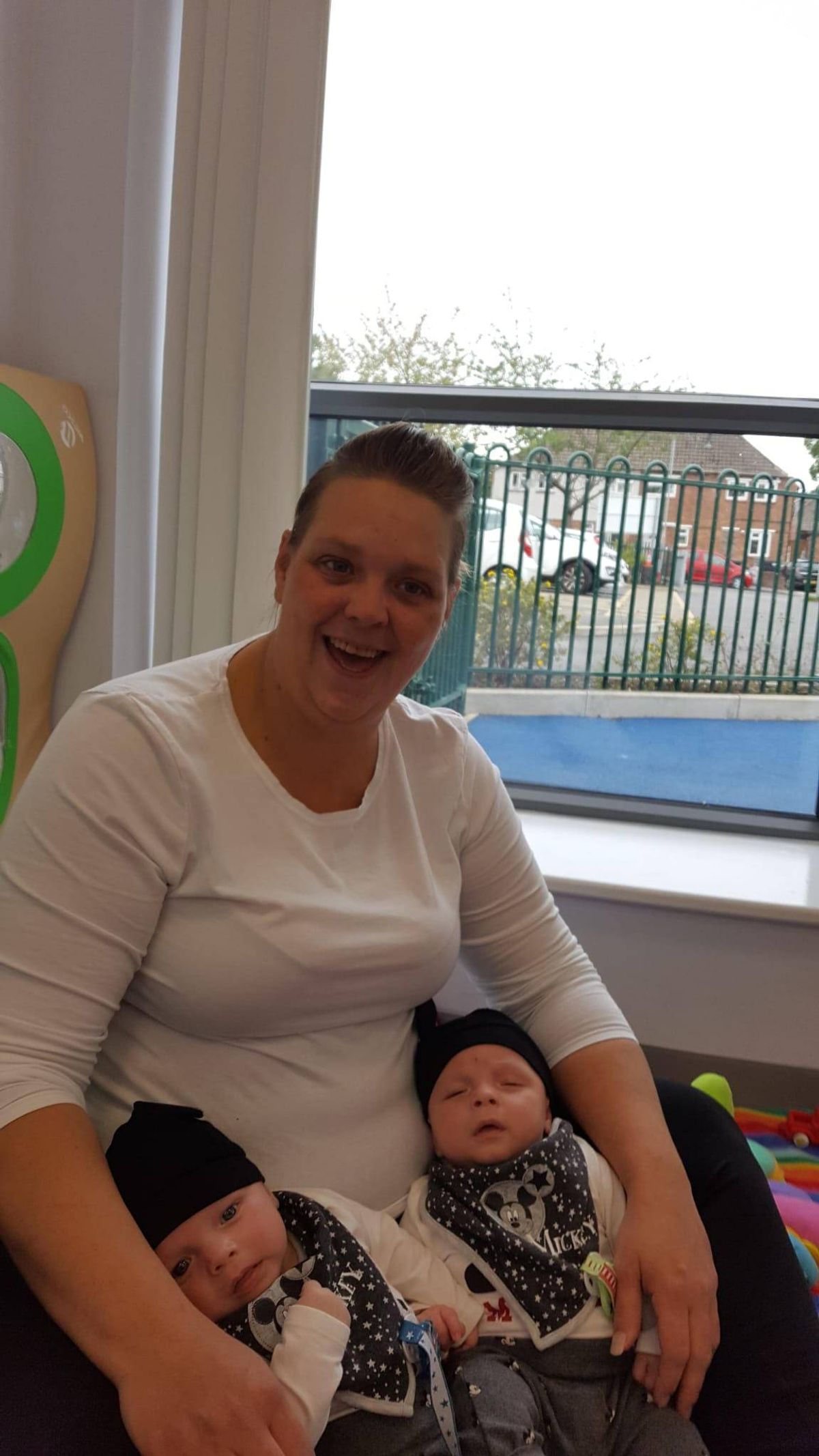 Vicky Chard  from Connah's Quay, with her newborn twin sons  Kaine (left)  and Kaelan