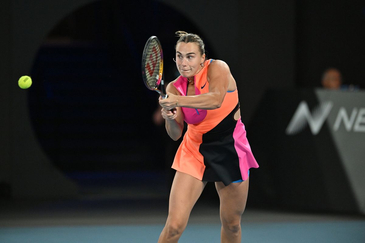 Belarus' Aryna Sabalenka in action against Elena Rybakina (not seen) of Kazakhstan during the Women's Singles Final match at the Australian Open grand slam tennis tournament at Melbourne Park in Melbourne, Australia on January 31, 2026. 
