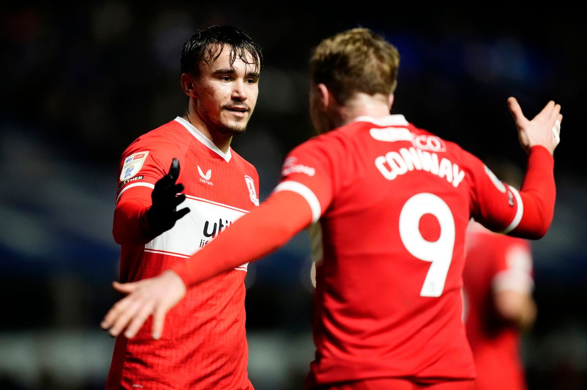 Middlesbrough's David Strelec celebrates scoring his side's third goal