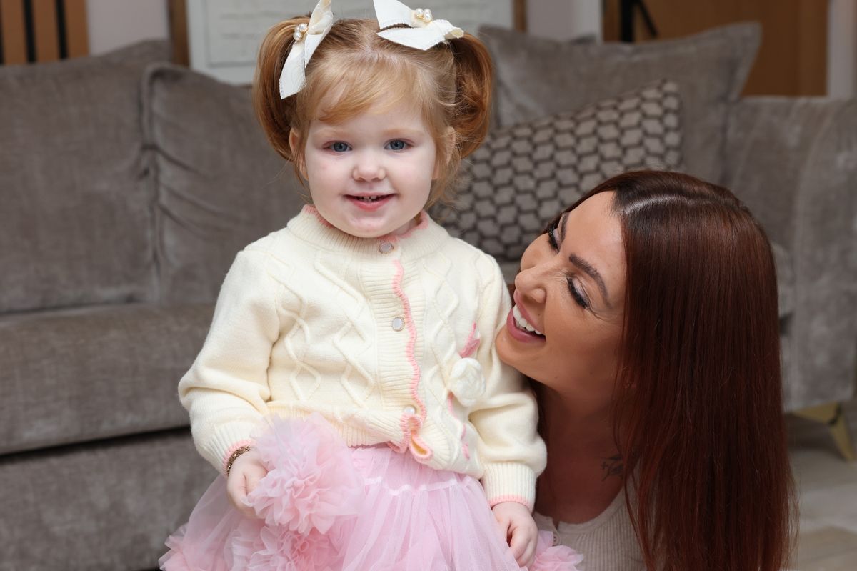 Kayleigh Finlay and her daughter Haisleigh - 2 - who was 40 minutes from death after NHS staff sent her home from A&E at the Queen Elizabeth Hospital in Gateshead. She had a form of meningitis - meningococcal sepsis.