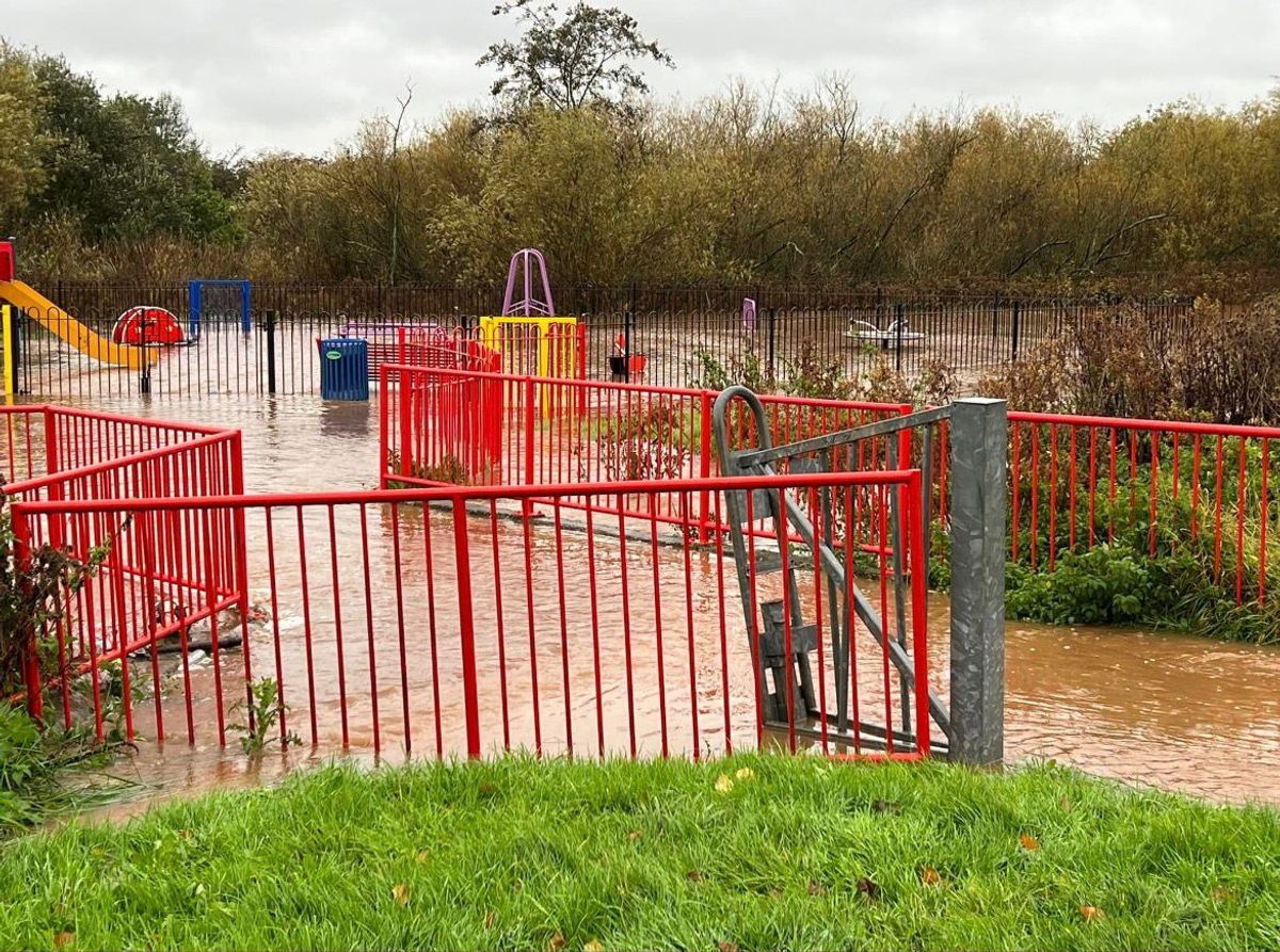 Flood waters are at risk of damaging the recently revamped park