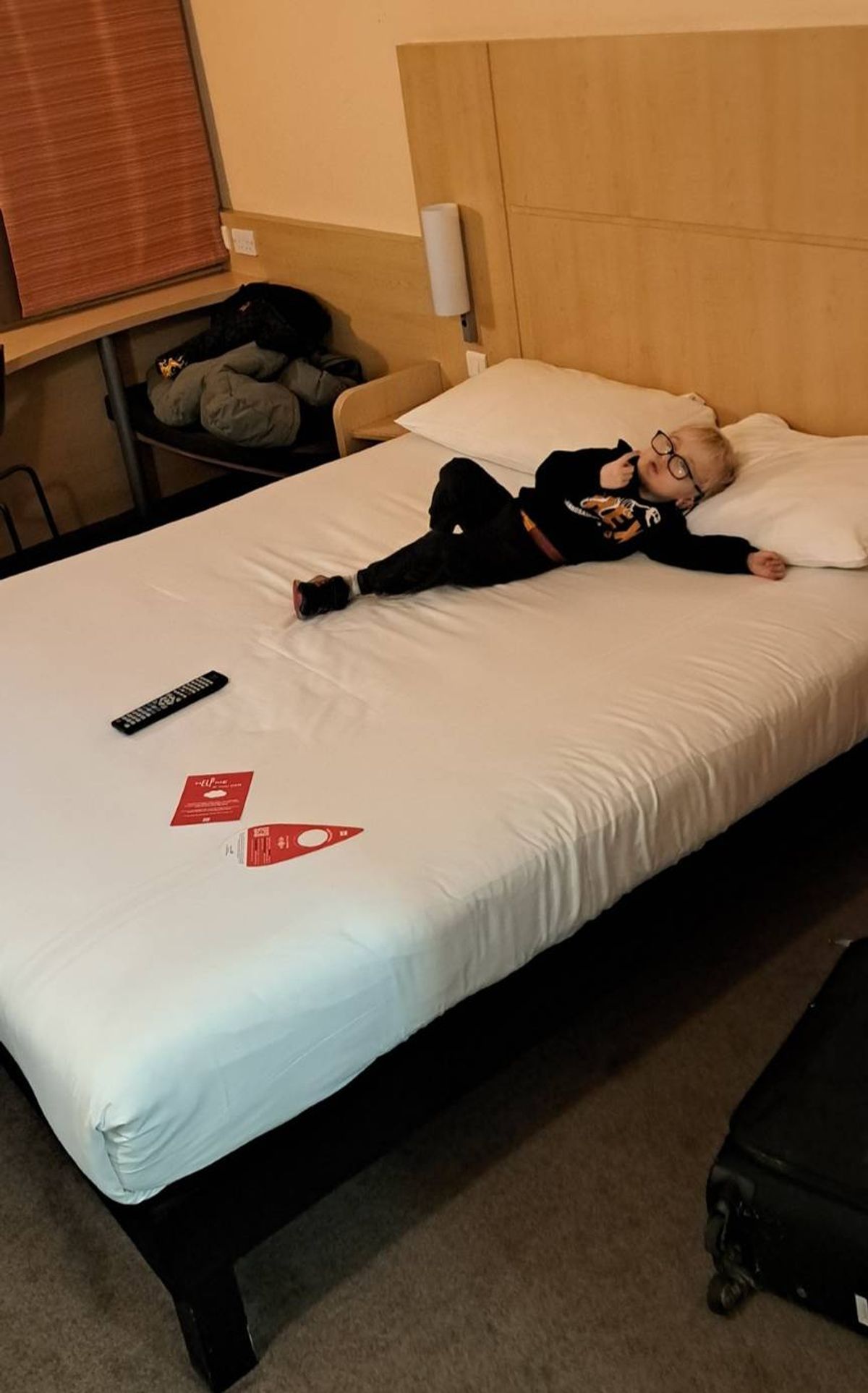 EMBARGOED TO 1800 WEDNESDAY MARCH 18 Undated handout photo issued by Sense of Harvey in his hotel the night before filming. Five-year-old Harvey Hind, from Clitheroe, Lancashire, who has made his acting debut on BBC One's EastEnders. Deafblind Harvey Hind featured in Wednesday night's episode of the long-running soap, with his mum Kimberly saying she hopes it shows other disabled children they can achieve anything. Issue date: Wednesday March 18, 2026.