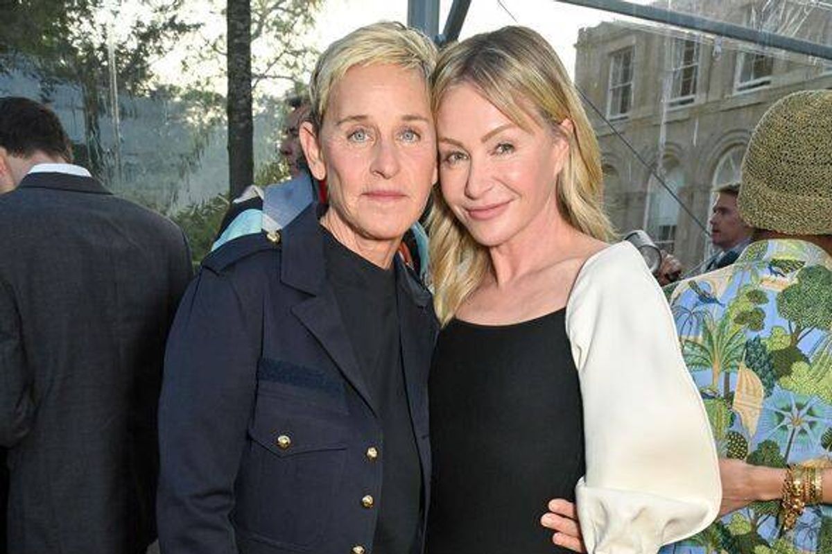 Ellen DeGeneres and Portia de Rossi attend the unveiling of RH England