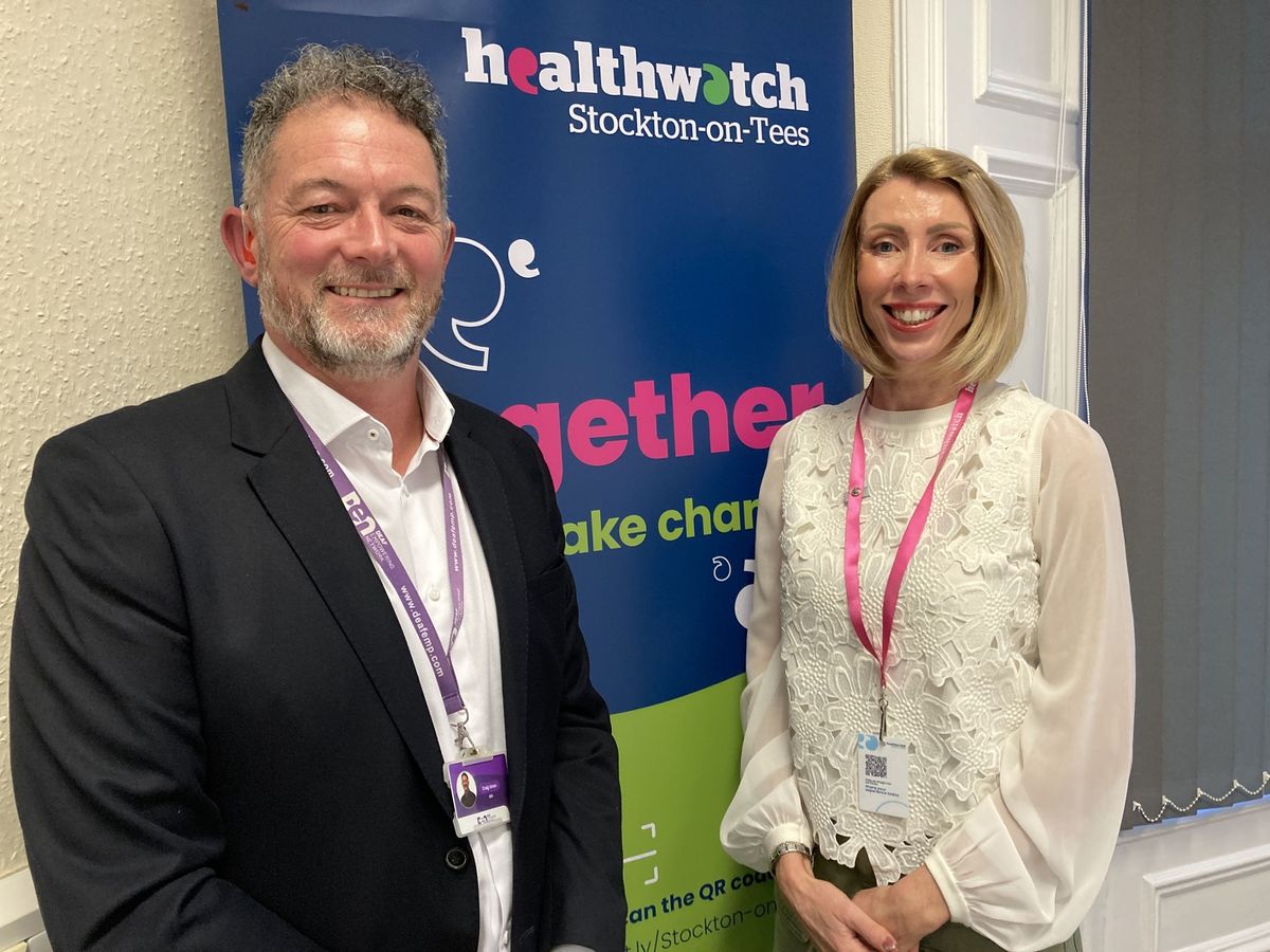 Craig Jones, CEO of the Deaf Empowering Network, with Natasha Douglas, manager of Healthwatch Stockton